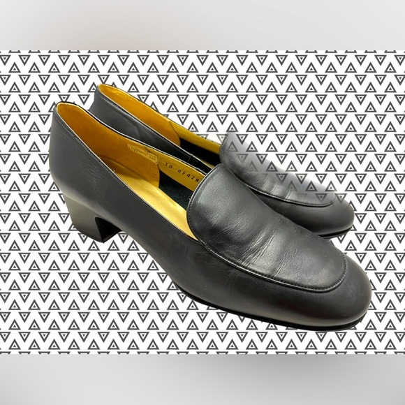 Yves Saint Laurent sz36.5 Black Leather Block Heeled Loafers - Picture 1 of 6